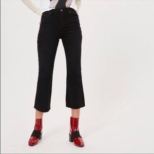TopShop Moto Dree Cropped Kick Flare Black Jeans